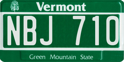 VT license plate NBJ710