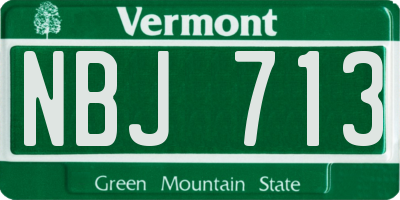 VT license plate NBJ713