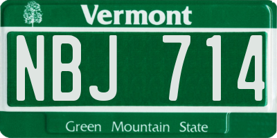 VT license plate NBJ714