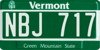 VT license plate NBJ717