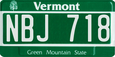 VT license plate NBJ718