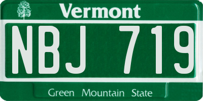 VT license plate NBJ719