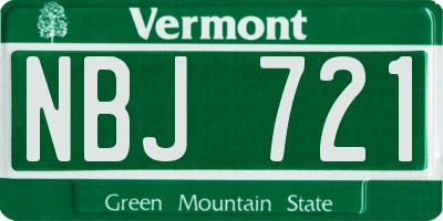 VT license plate NBJ721
