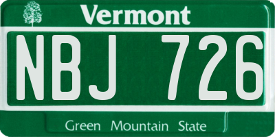 VT license plate NBJ726