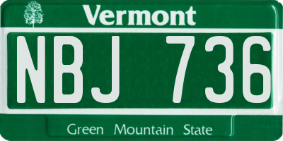 VT license plate NBJ736