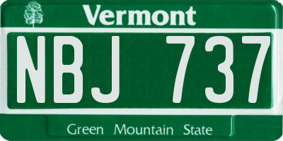 VT license plate NBJ737