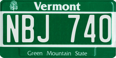VT license plate NBJ740