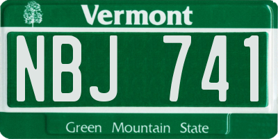 VT license plate NBJ741