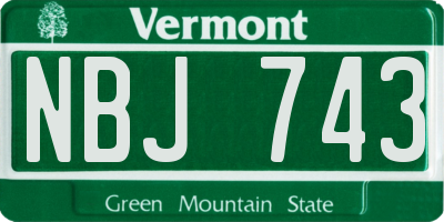 VT license plate NBJ743