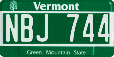 VT license plate NBJ744