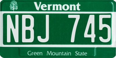 VT license plate NBJ745