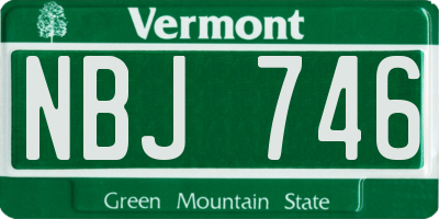 VT license plate NBJ746