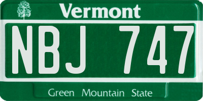 VT license plate NBJ747