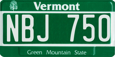 VT license plate NBJ750