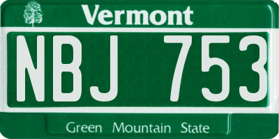VT license plate NBJ753