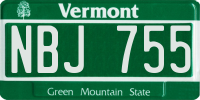 VT license plate NBJ755