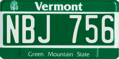 VT license plate NBJ756