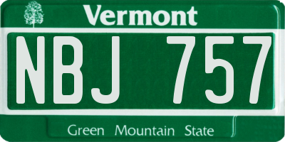 VT license plate NBJ757