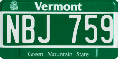 VT license plate NBJ759