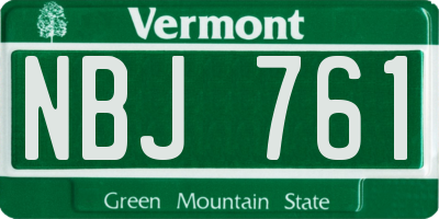 VT license plate NBJ761