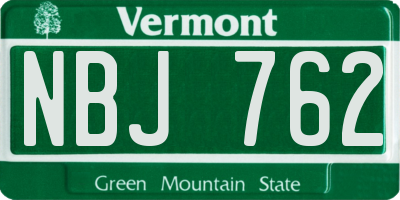 VT license plate NBJ762
