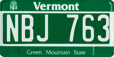 VT license plate NBJ763
