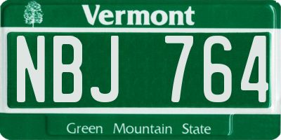 VT license plate NBJ764