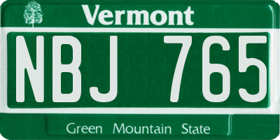 VT license plate NBJ765