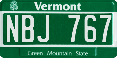 VT license plate NBJ767