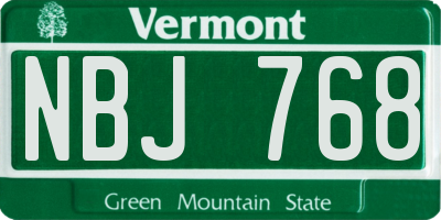 VT license plate NBJ768