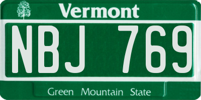 VT license plate NBJ769
