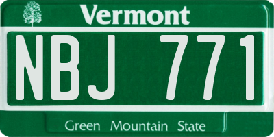 VT license plate NBJ771