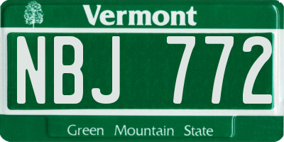 VT license plate NBJ772