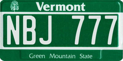 VT license plate NBJ777