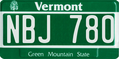 VT license plate NBJ780