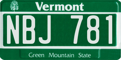 VT license plate NBJ781