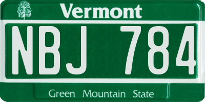 VT license plate NBJ784