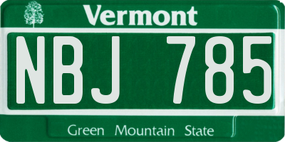 VT license plate NBJ785