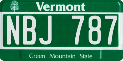 VT license plate NBJ787