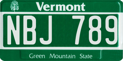 VT license plate NBJ789