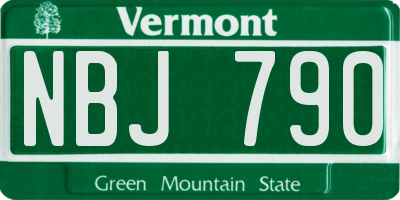 VT license plate NBJ790