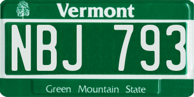 VT license plate NBJ793