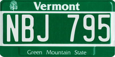 VT license plate NBJ795