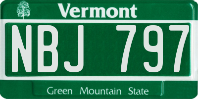 VT license plate NBJ797
