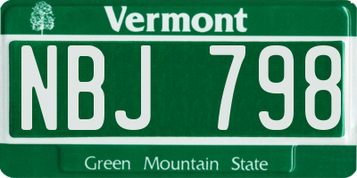 VT license plate NBJ798