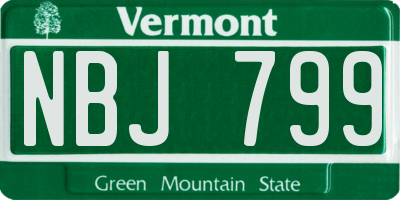 VT license plate NBJ799