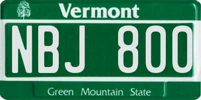 VT license plate NBJ800