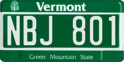 VT license plate NBJ801