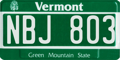 VT license plate NBJ803