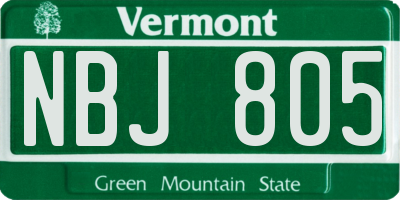 VT license plate NBJ805